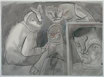 Autorretrato, página de estudio para intolerancia - José Luis Cuevas