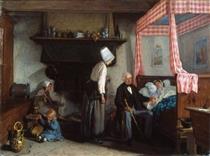 The doctor's visit - Breton interior - Alexandre Antigna
