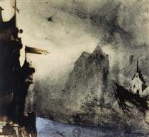 Ermitage Rock in an imaginary landscape - Victor Hugo