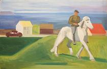 Rider in Icelandic Village - Louisa Matthiasdottir
